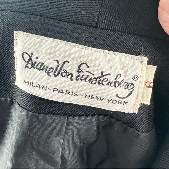 Diane Von Furstenberg womens blazer size 6 black tuxedo vintage 80s Corpcore - Picture 11 of 13